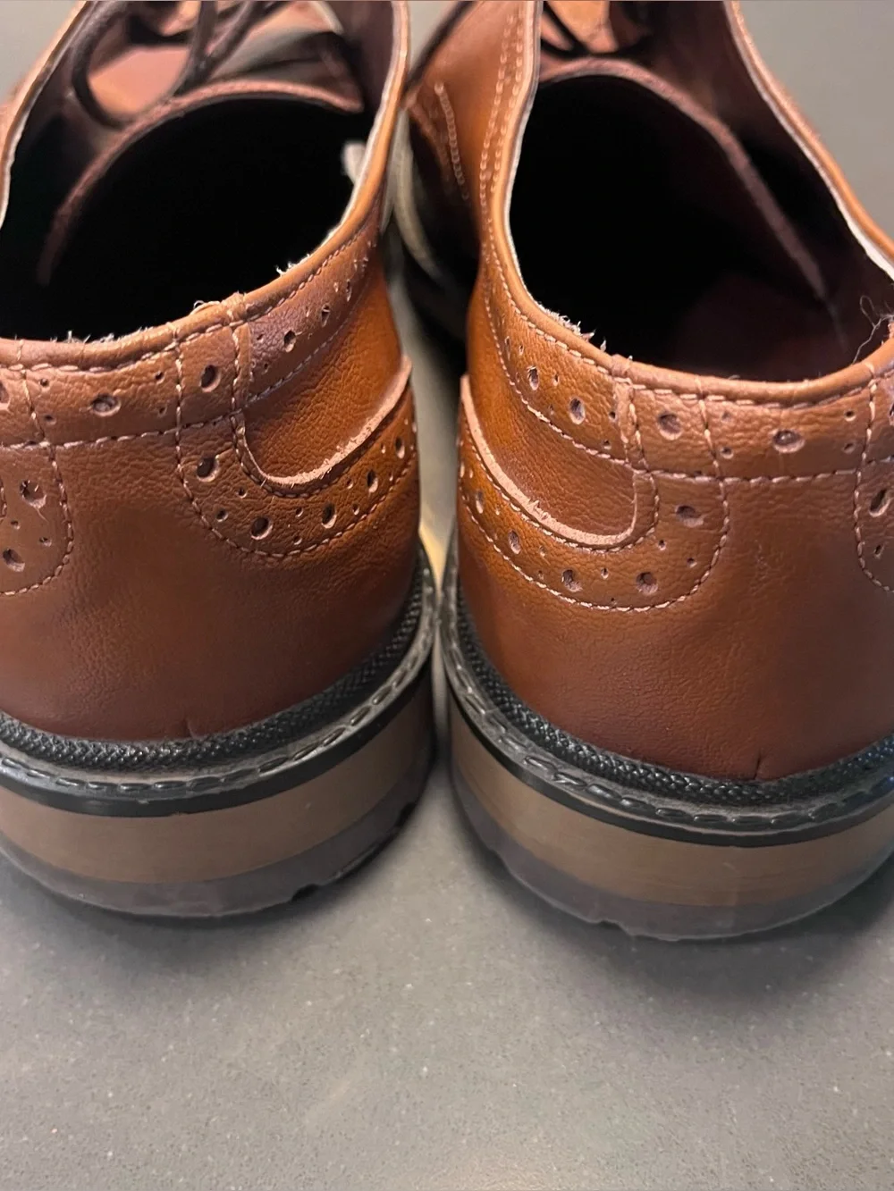 Will's Vegan Shoes Wingtip Brown Continental Brogue Dress 44 Men Leather Oxfords
